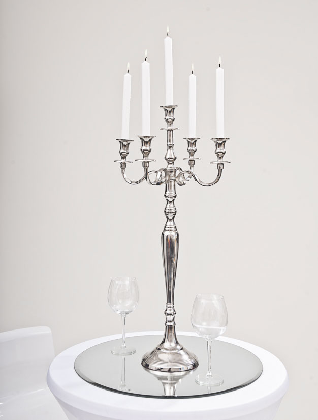 Leuchter Silver 5-Armig,h ca.80cm inkl. Kerzen – Bild 3