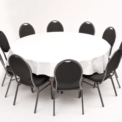 Set für 10 Personen | 10x Stuhl, 1x Tisch rund d~180cm, 1xTischtuch