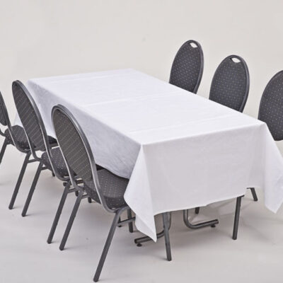 Set 6 Personen | 6x Stuhl, 1x Tisch eckig 183x76, 1x Tischtuch weiß eckig 130x220cm